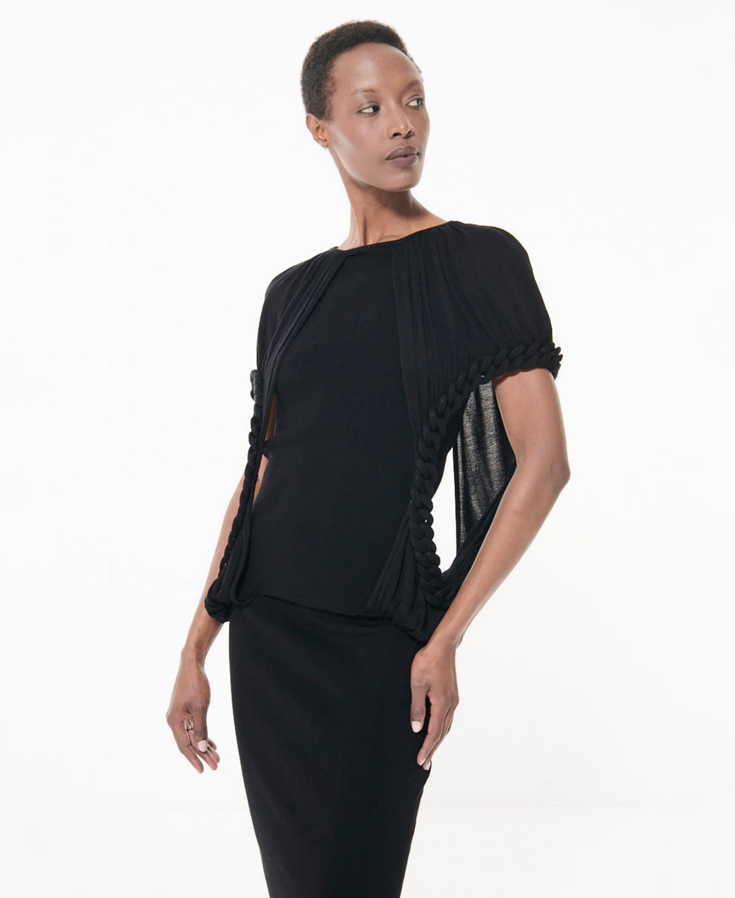 Women's Chain-Detail Fitted Short-Sleeve Top