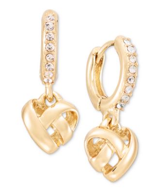 Gold-Tone Crystal 12MM Huggie Knotted Heart Earrings