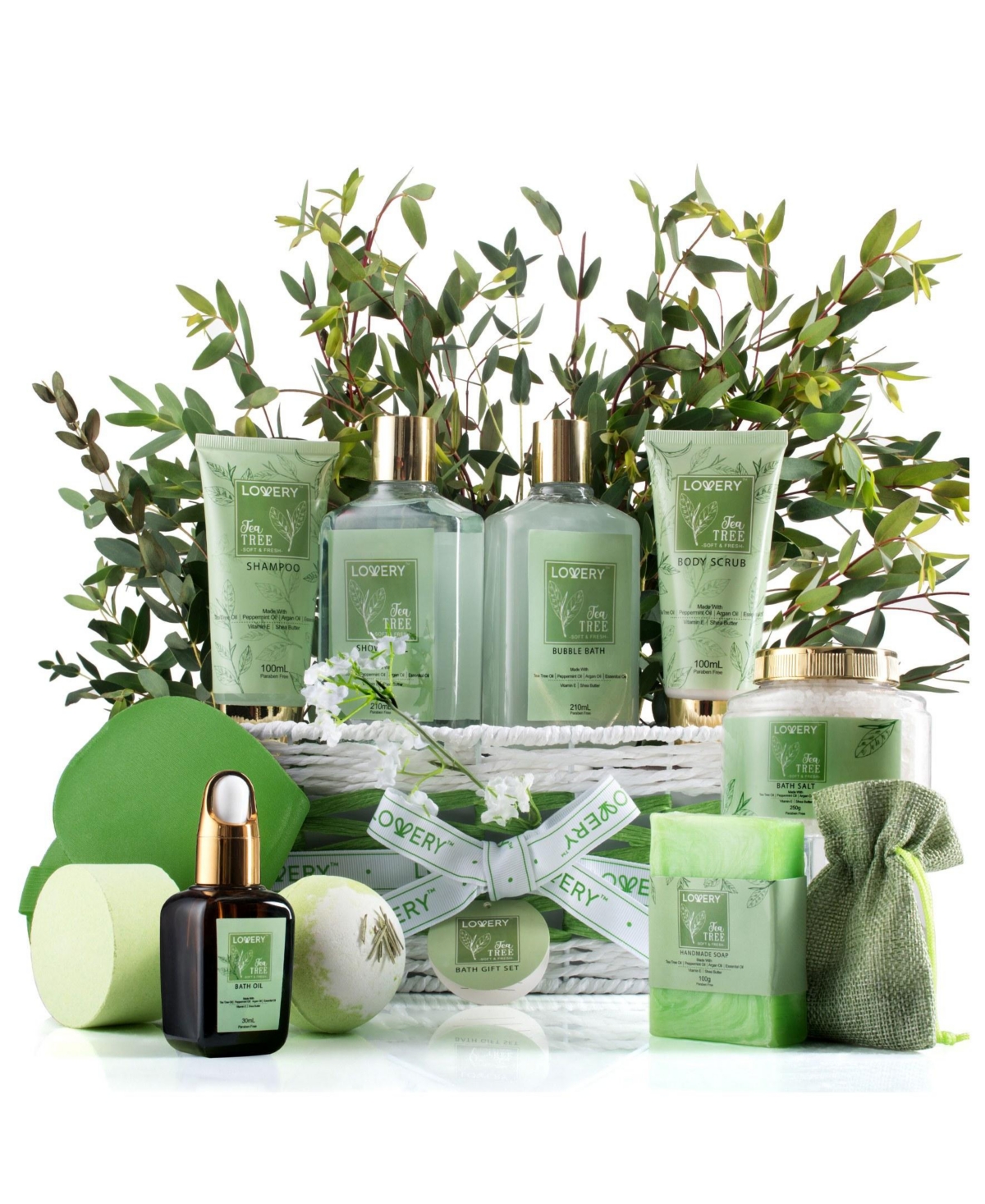 Tea Tree Home Spa Body Care Gift Set, 15 Piece Bath Gift Basket