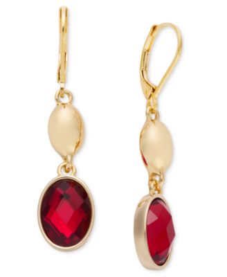 Crystal Gold-Tone Domed Oval Earrings