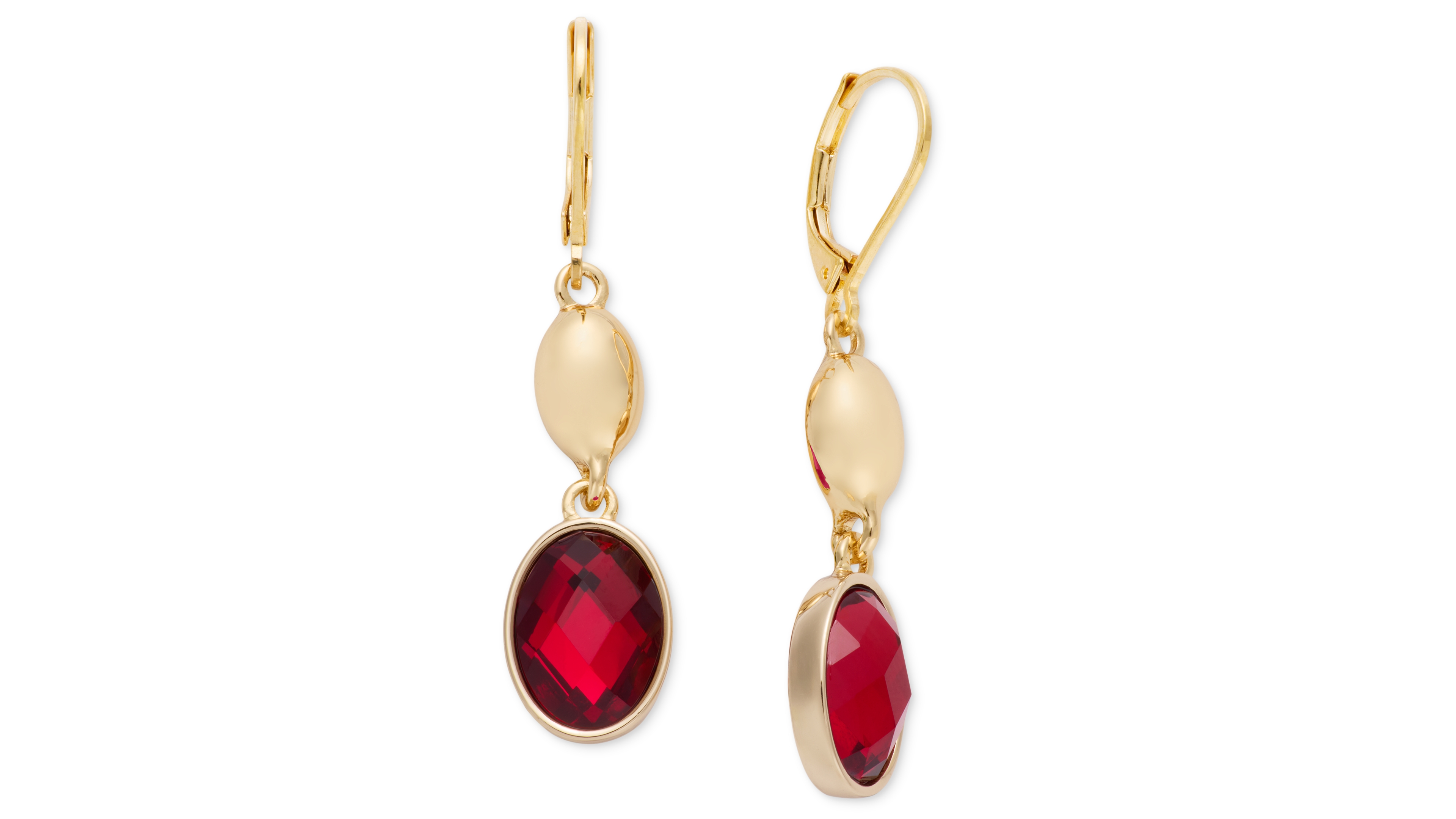 Anne Klein Crystal Gold-Tone Domed Oval Earrings
