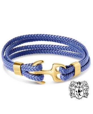 Men's Gold-Tone Stainless Steel Four-Strand Braided Leather Bracelet