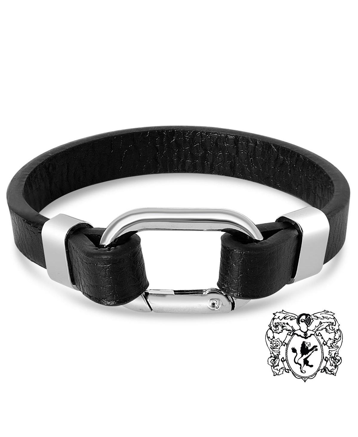 Bruno Magli Mens Structured Leather Bracelet, Silver - Silver