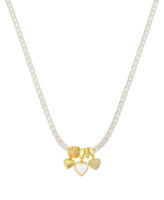 Women's Cubic Zirconia and Imitation Pearl Heart Necklace