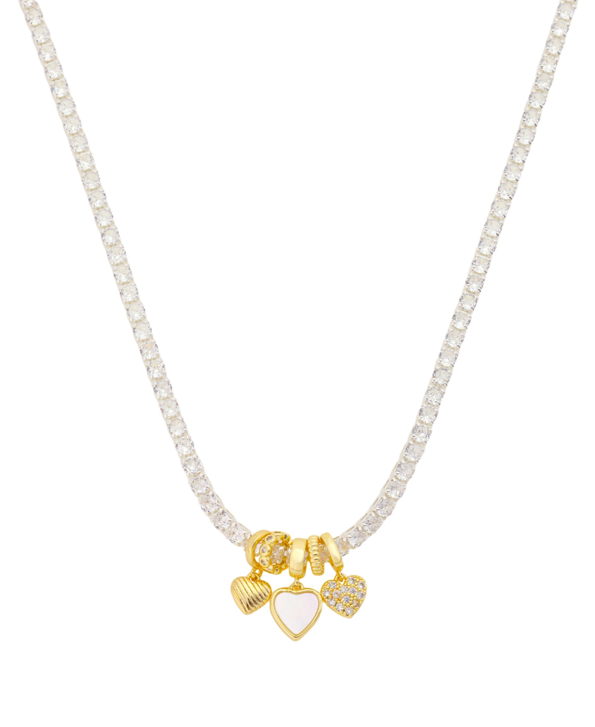 Unwritten Women's Cubic Zirconia and Mother of Pearl Heart Necklace - Silver