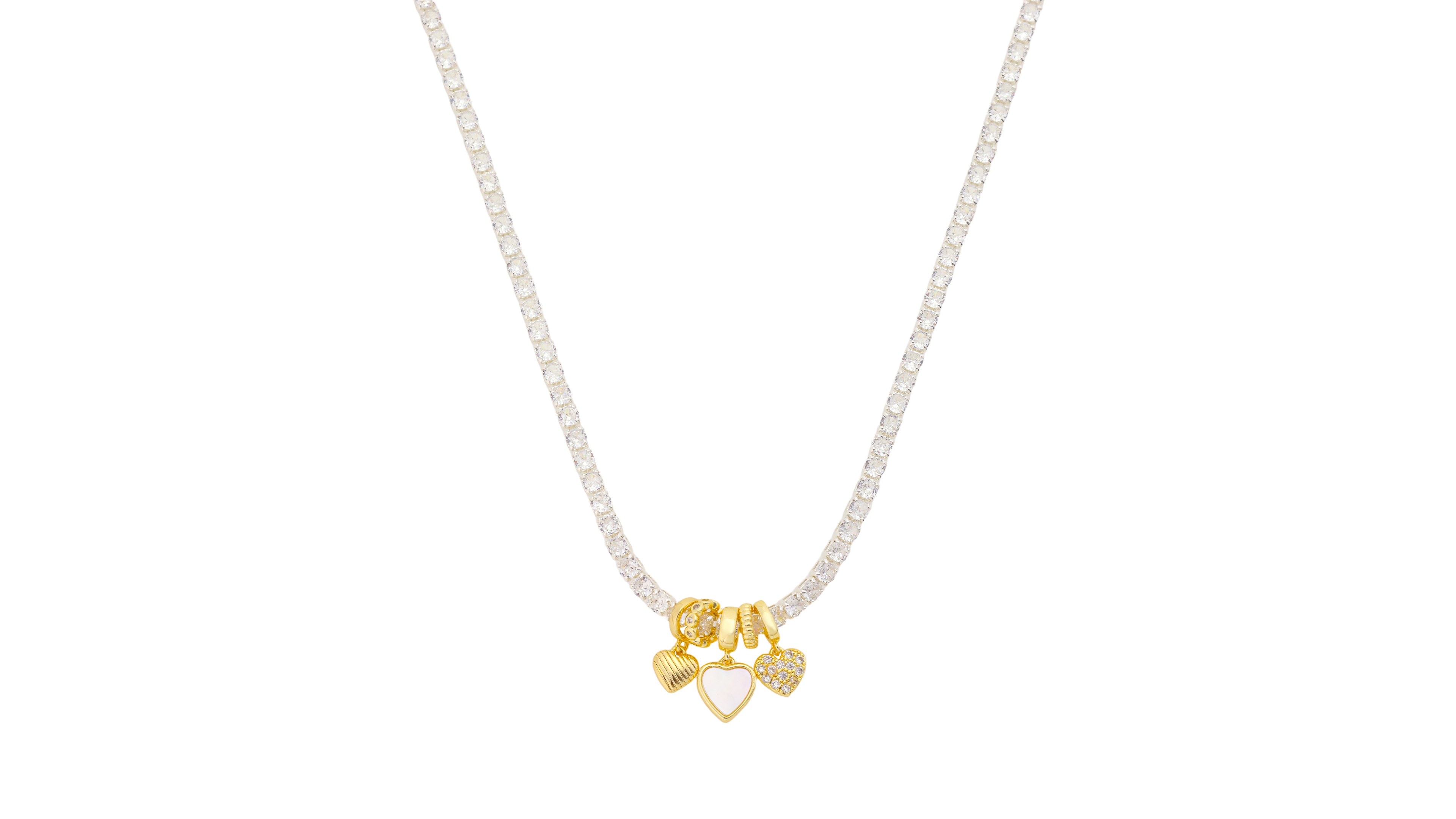 Unwritten Women's Cubic Zirconia and Mother of Pearl Heart Necklace