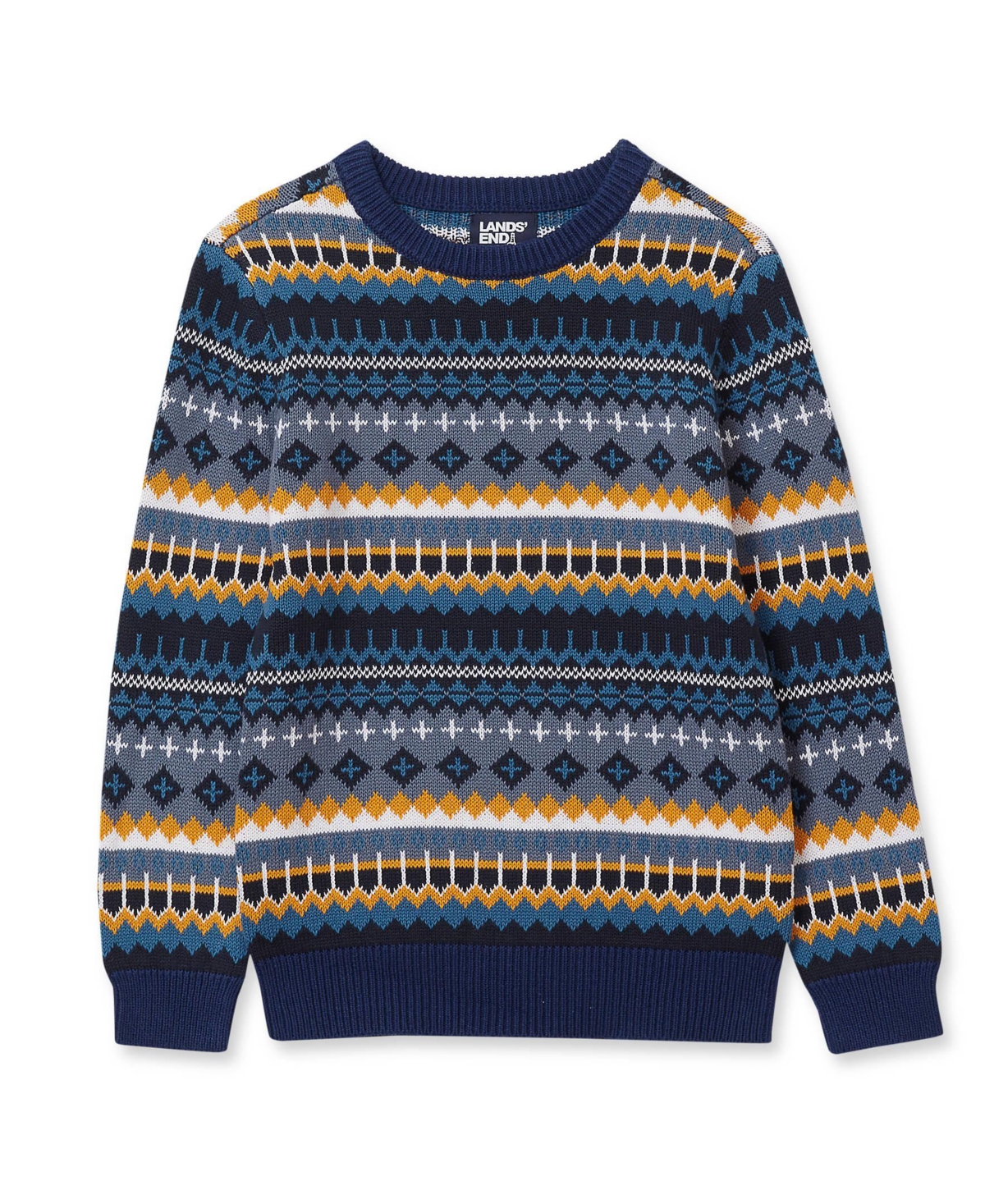 Lands' End Boys' 4-20 Intarsia Holiday Crewneck Sweater