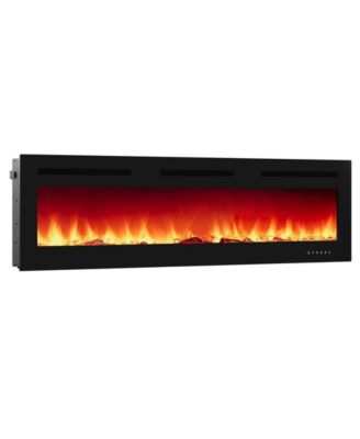 72Inch Wall Mounted Electric Fireplace 120V 750W 1500W 12 Color Flam Tempered Glass