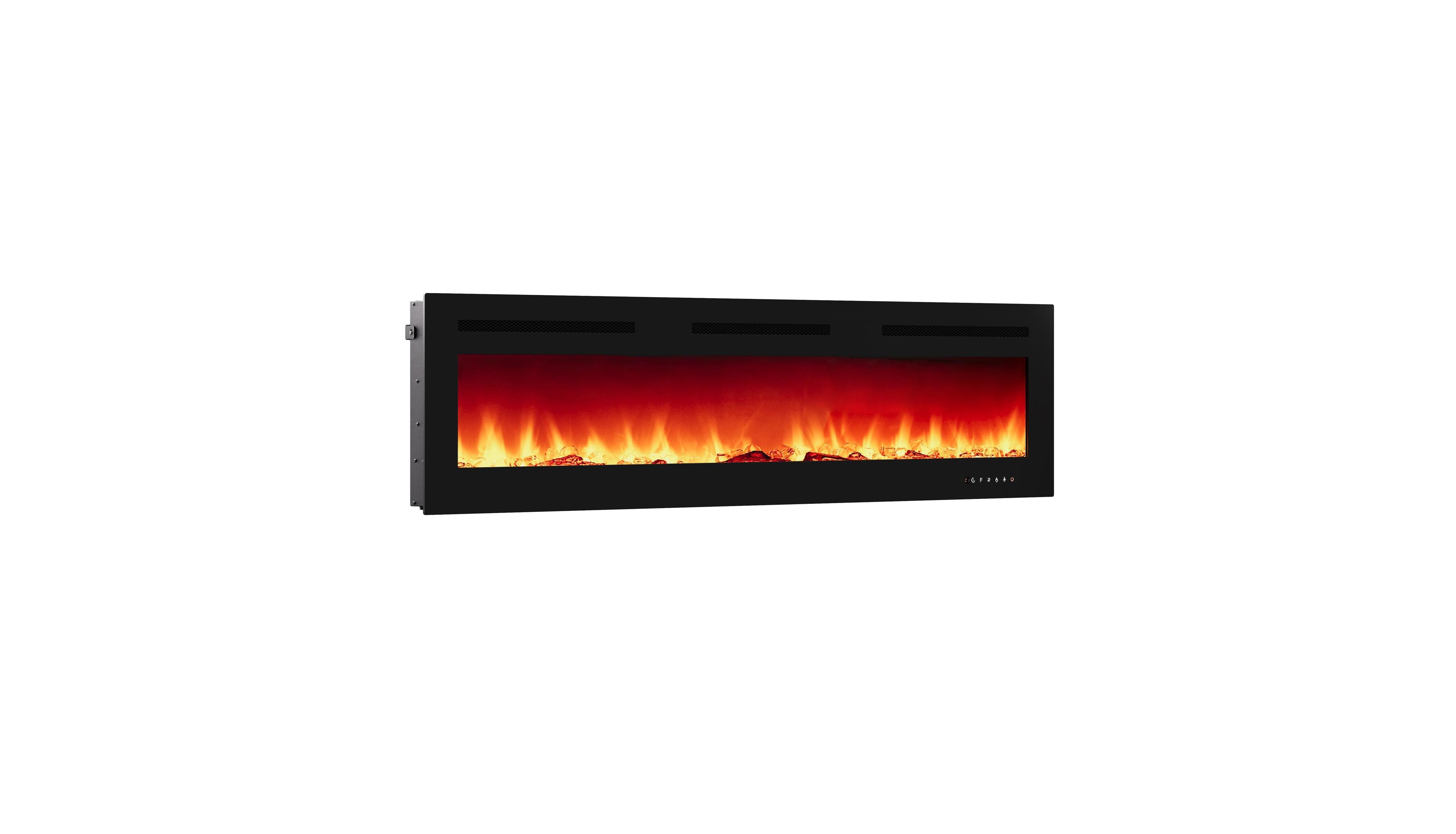 homfan 72Inch Wall Mounted Electric Fireplace 120V 750W 1500W 12 Color Flam Tempered Glass