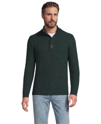 Men's Long Sleeve Cotton Wool Button Up Mock Sweater
