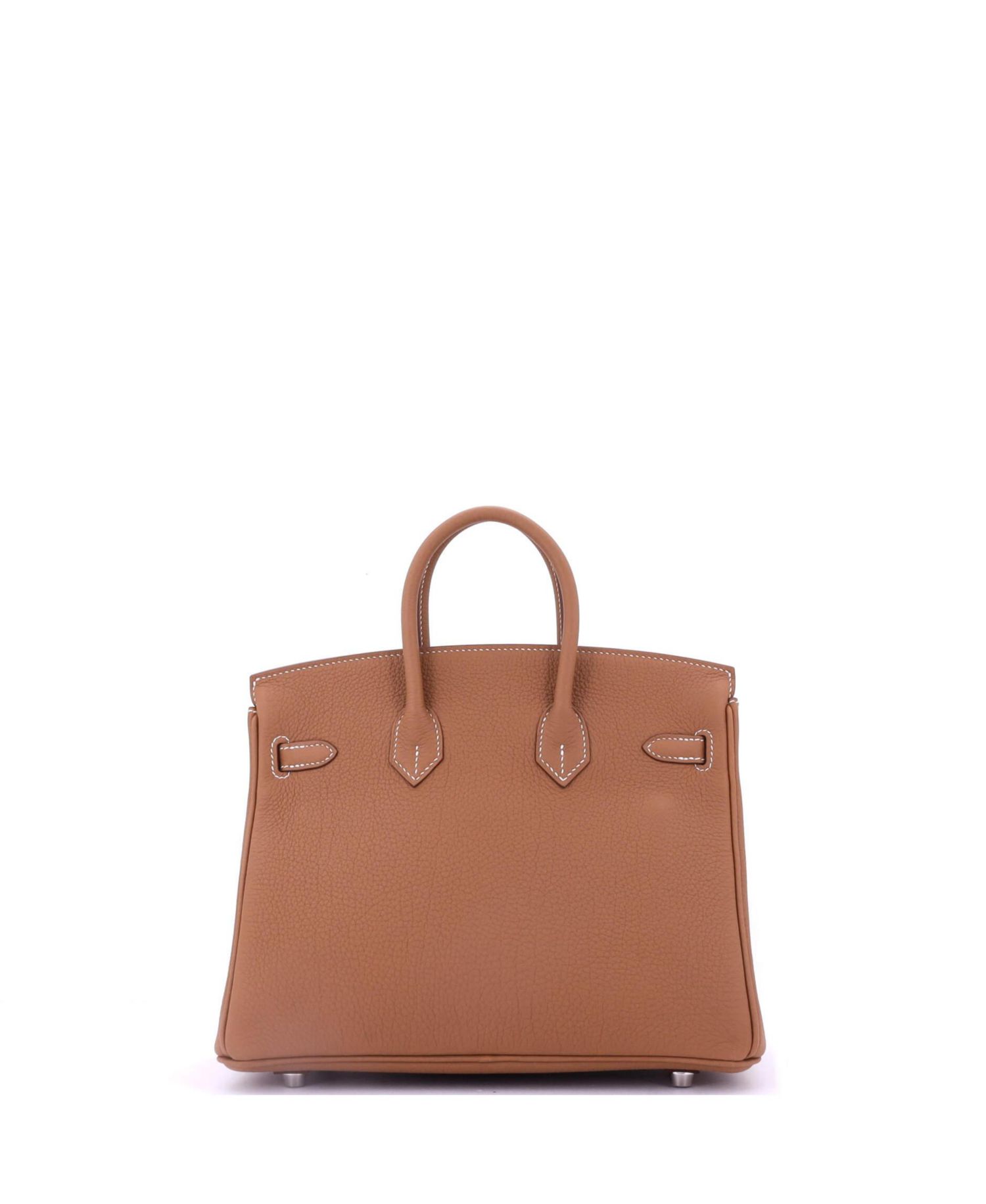 Pre-Owned Hermes Birkin 25 Handbag Brown Togo with Palladium Hardware