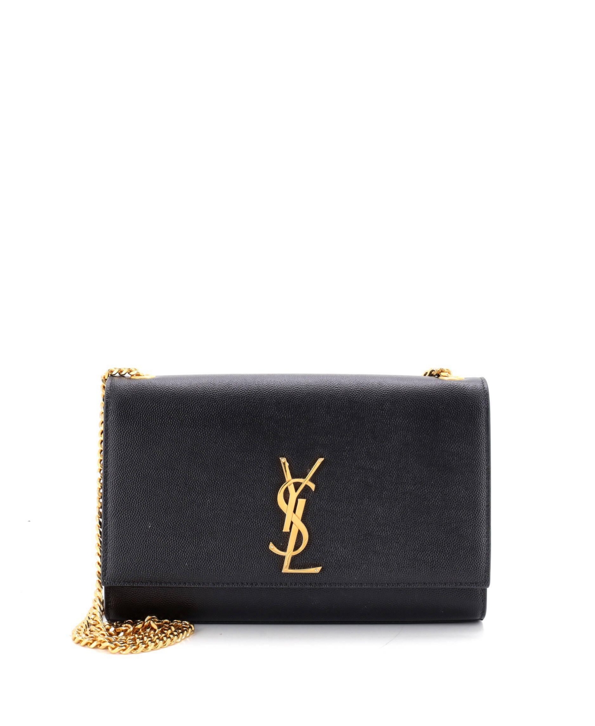Pre-Owned Saint Laurent Medium Classic Monogram Crossbody Bag Grainy Leather - Black