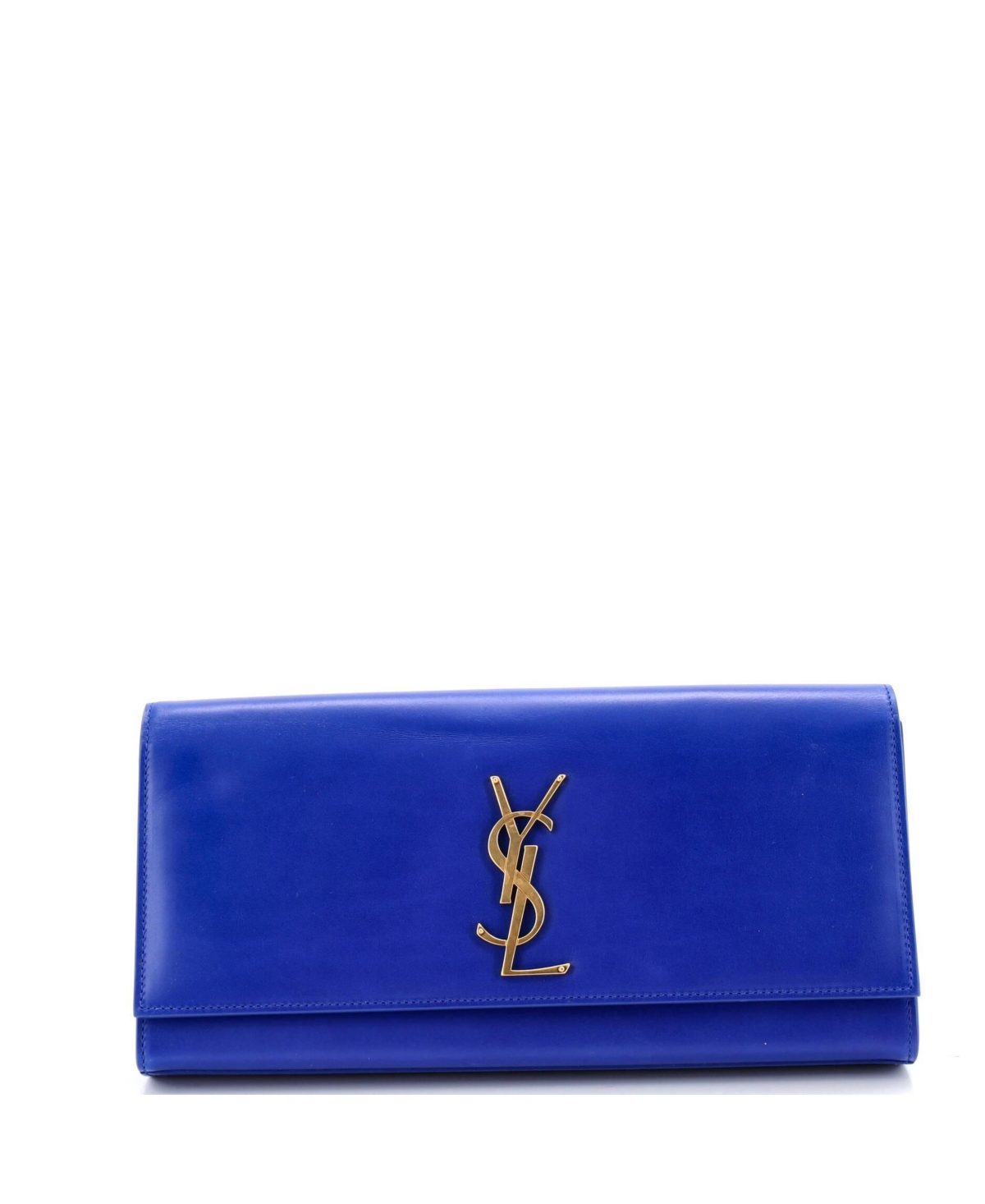 Pre-Owned Saint Laurent Long Classic Monogram Clutch Leather - Blue