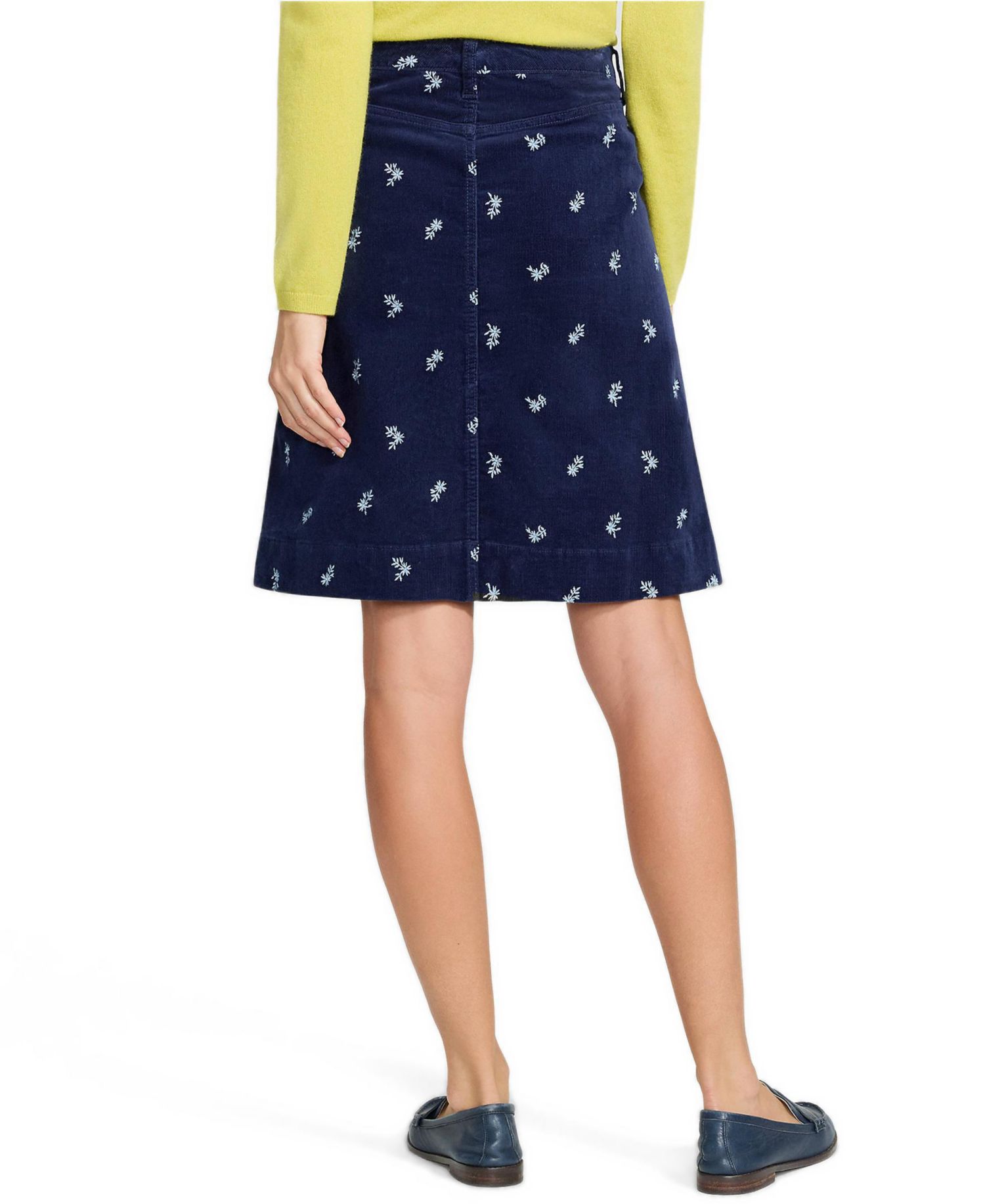 Petite Corduroy Mid Rise Button Through Above the Knee Skirt