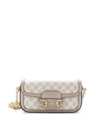 East West Horsebit 1955 Shoulder Bag GG Coated Canvas with Leather