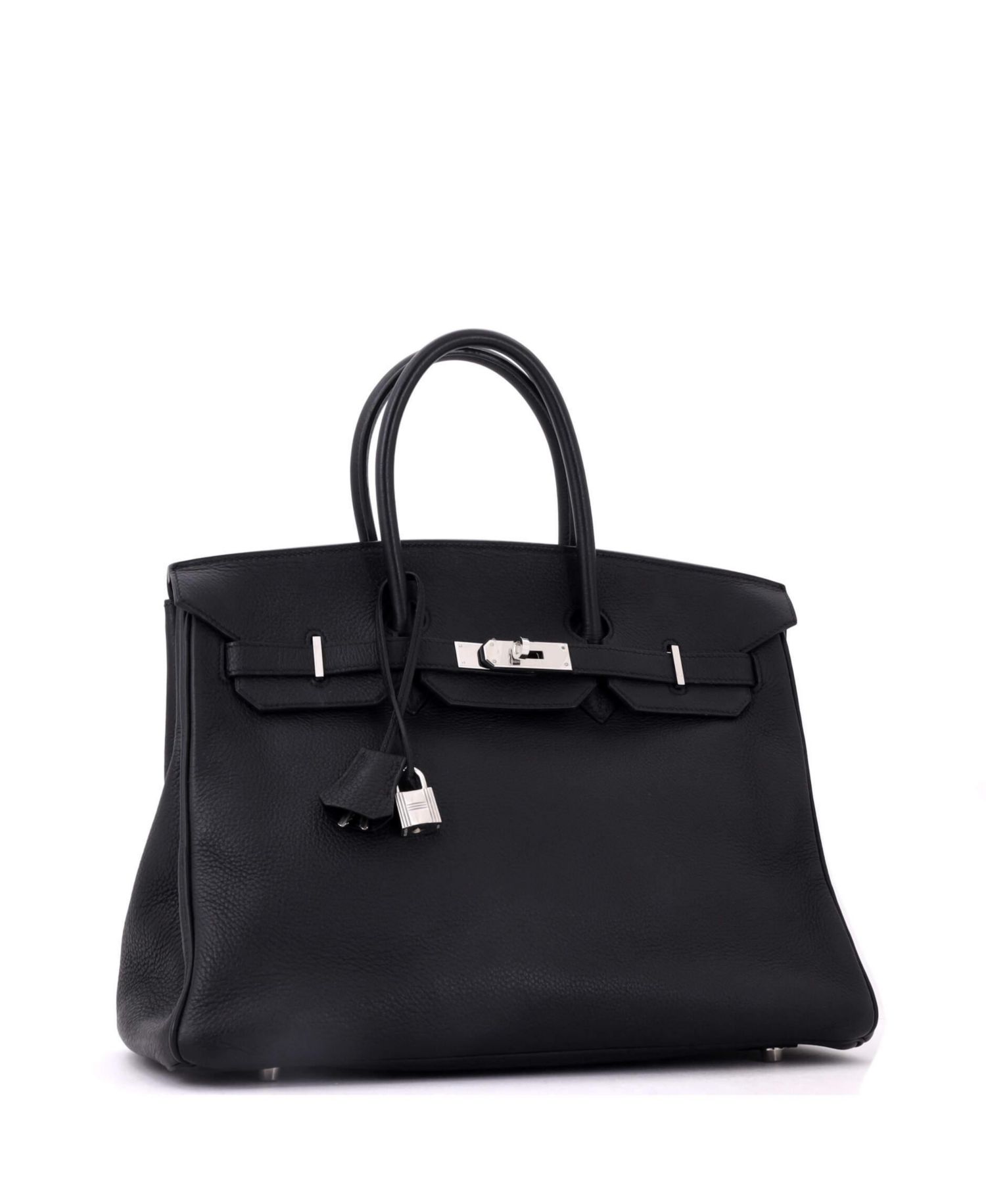 Pre-Owned Hermes Birkin 35 Handbag Black Clemence with Palladium Hardware