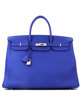 Pre-Owned Hermes Birkin 40 Handbag Blue Togo with Palladium Hardware