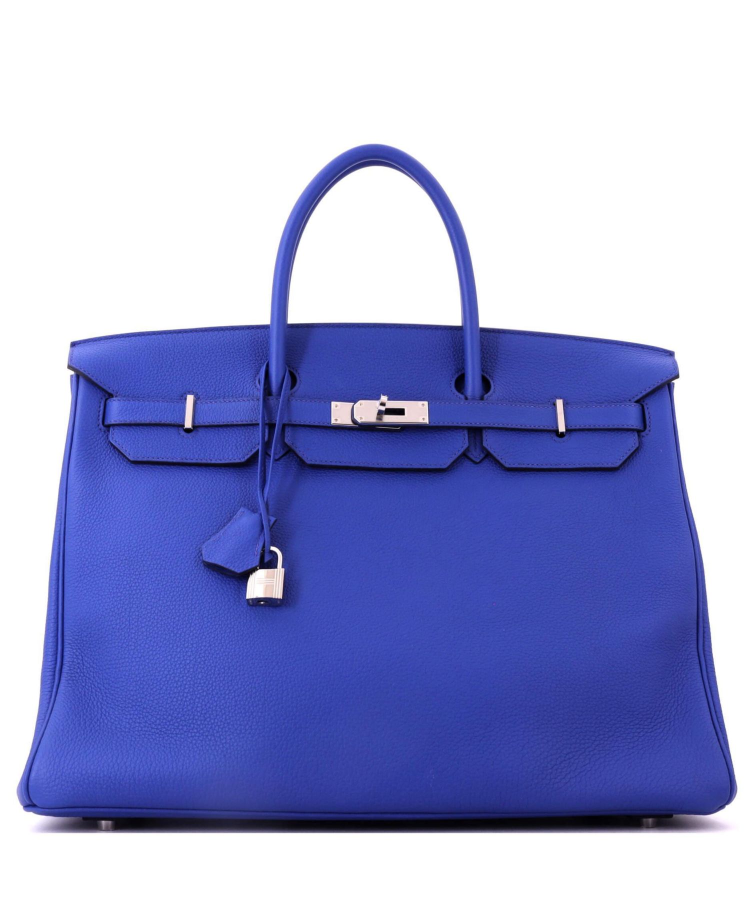 Pre-Owned Hermes Birkin 40 Handbag Blue Togo with Palladium Hardware