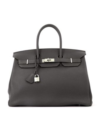 Pre-Owned Hermes Birkin 35 Handbag Green Togo with Palladium Hardware