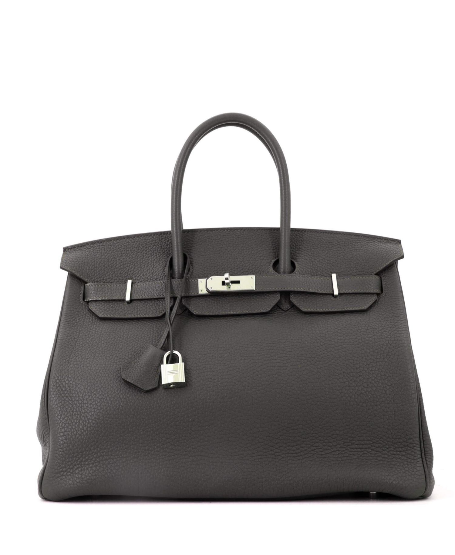 Pre-Owned Hermes Birkin 35 Handbag Green Togo with Palladium Hardware