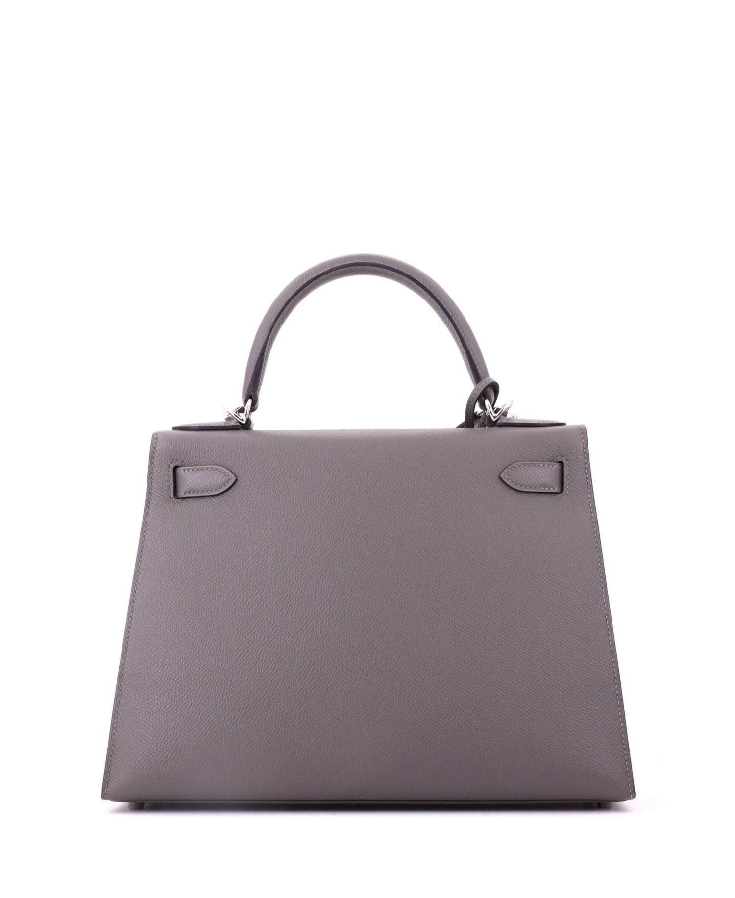 Pre-Owned Hermes Kelly 28 Handbag Grey Epsom with Palladium Hardware