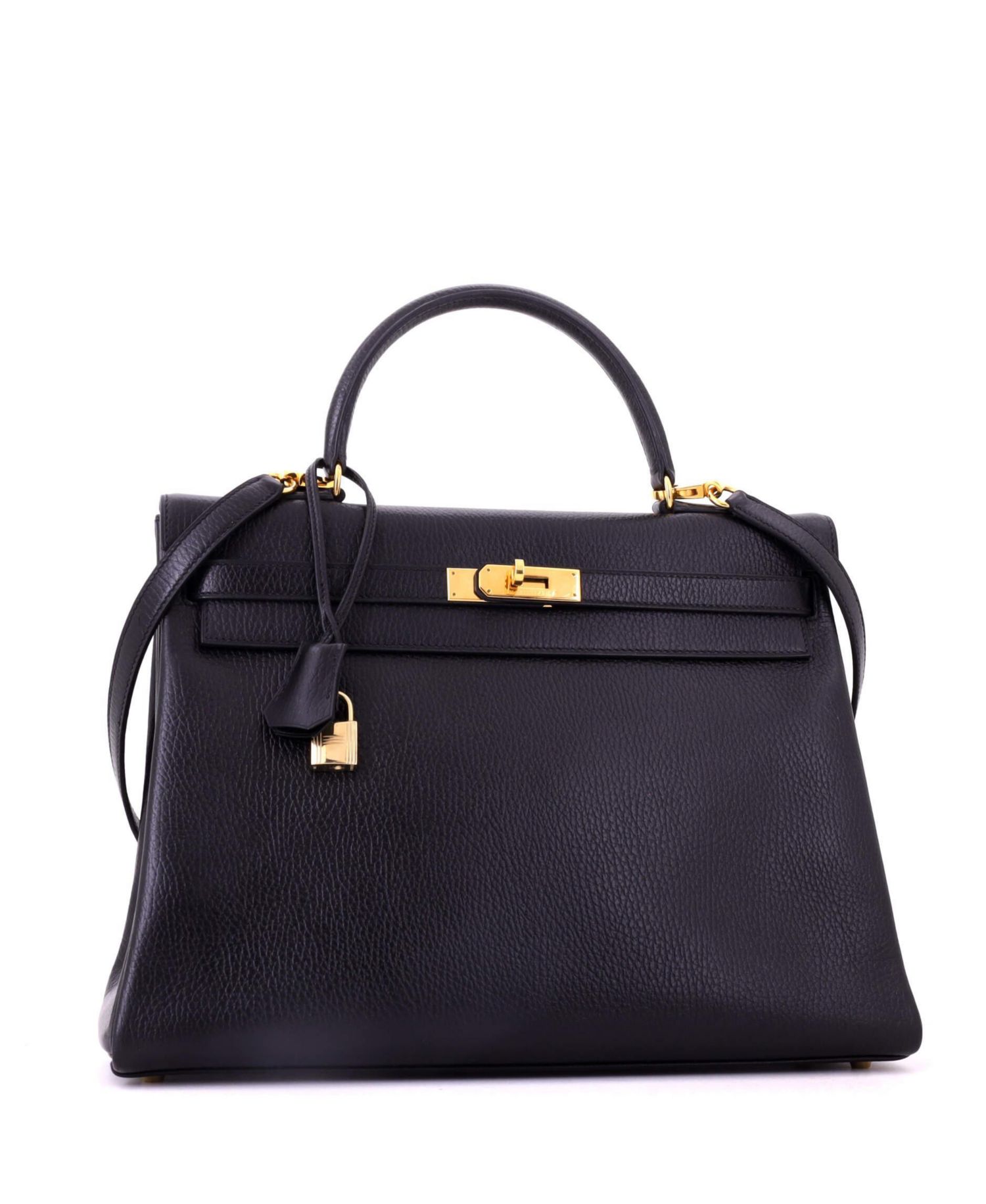 Pre-Owned Hermes Kelly 35 Handbag Black Ardennes with Gold Hardware