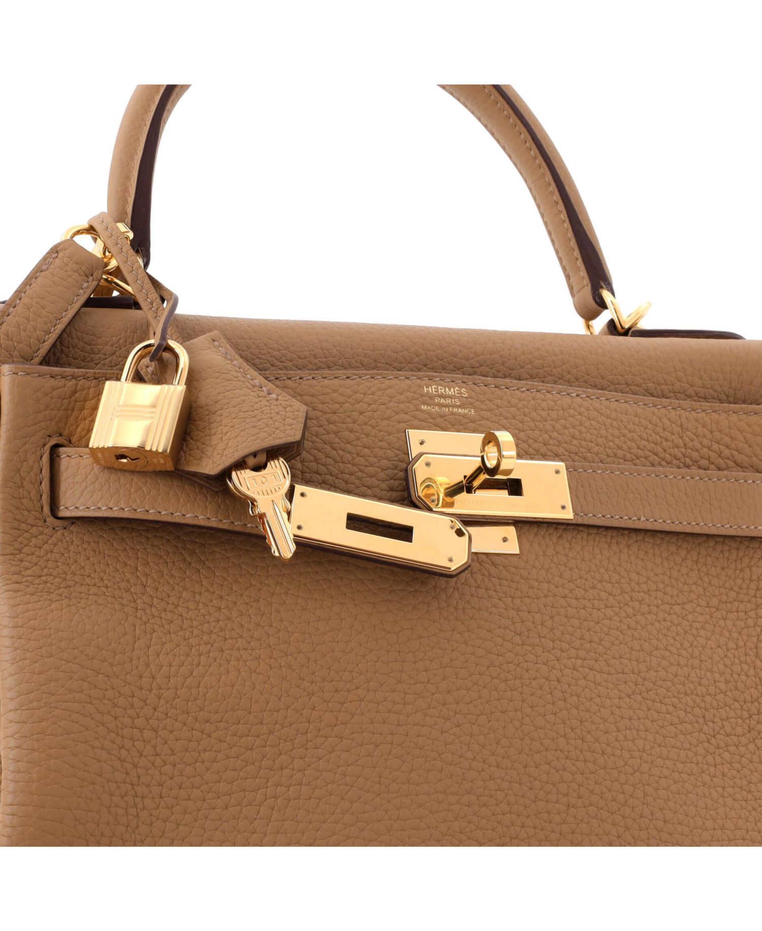 Pre-Owned Hermes Kelly 28 Handbag Brown Togo with Gold Hardware