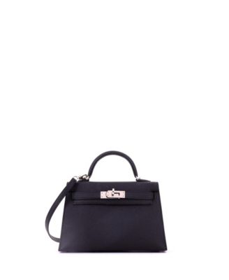 Pre-Owned Hermes Kelly 20 Handbag Black Epsom with Palladium Hardware