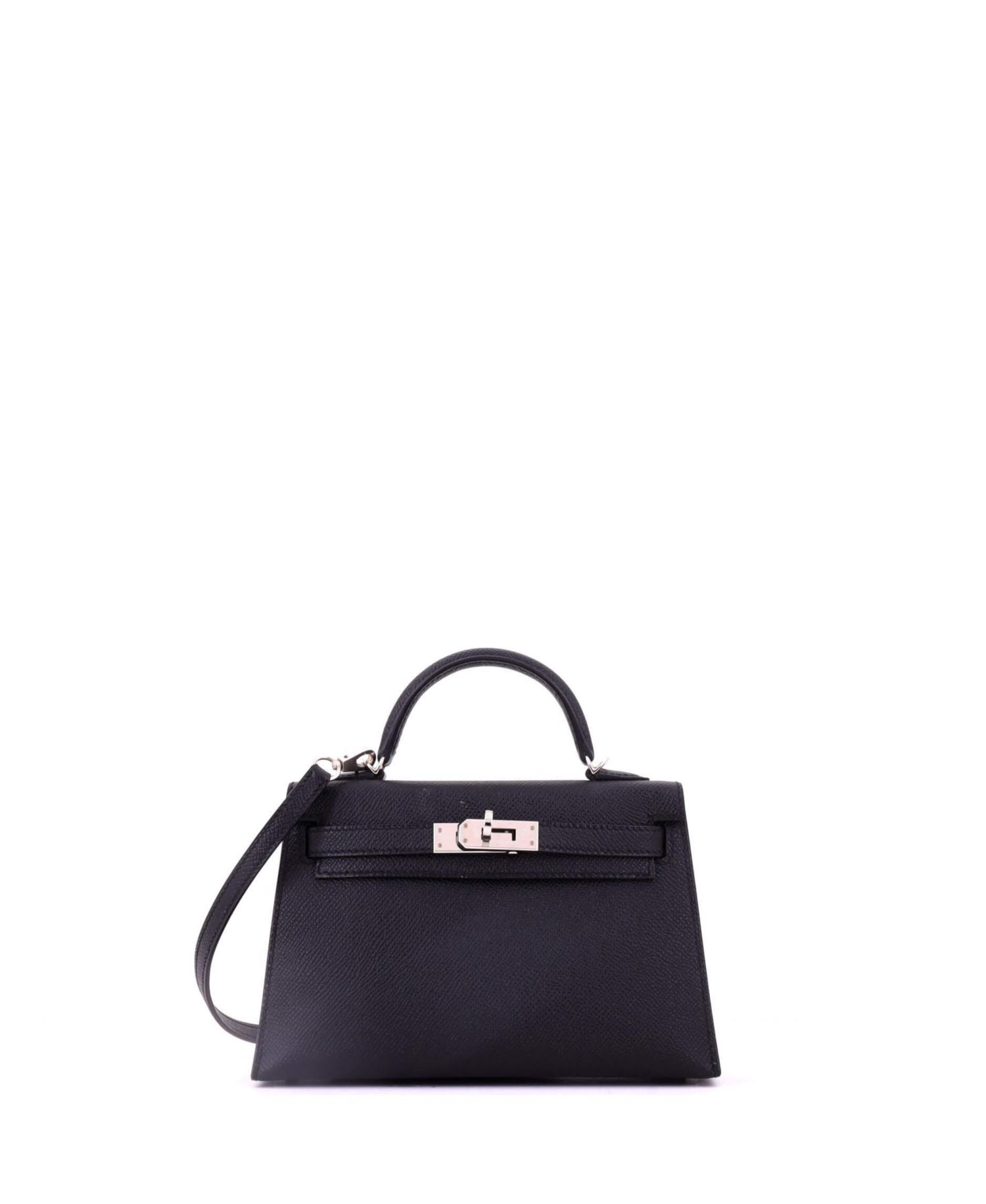 Pre-Owned Hermes Kelly 20 Handbag Black Epsom with Palladium Hardware