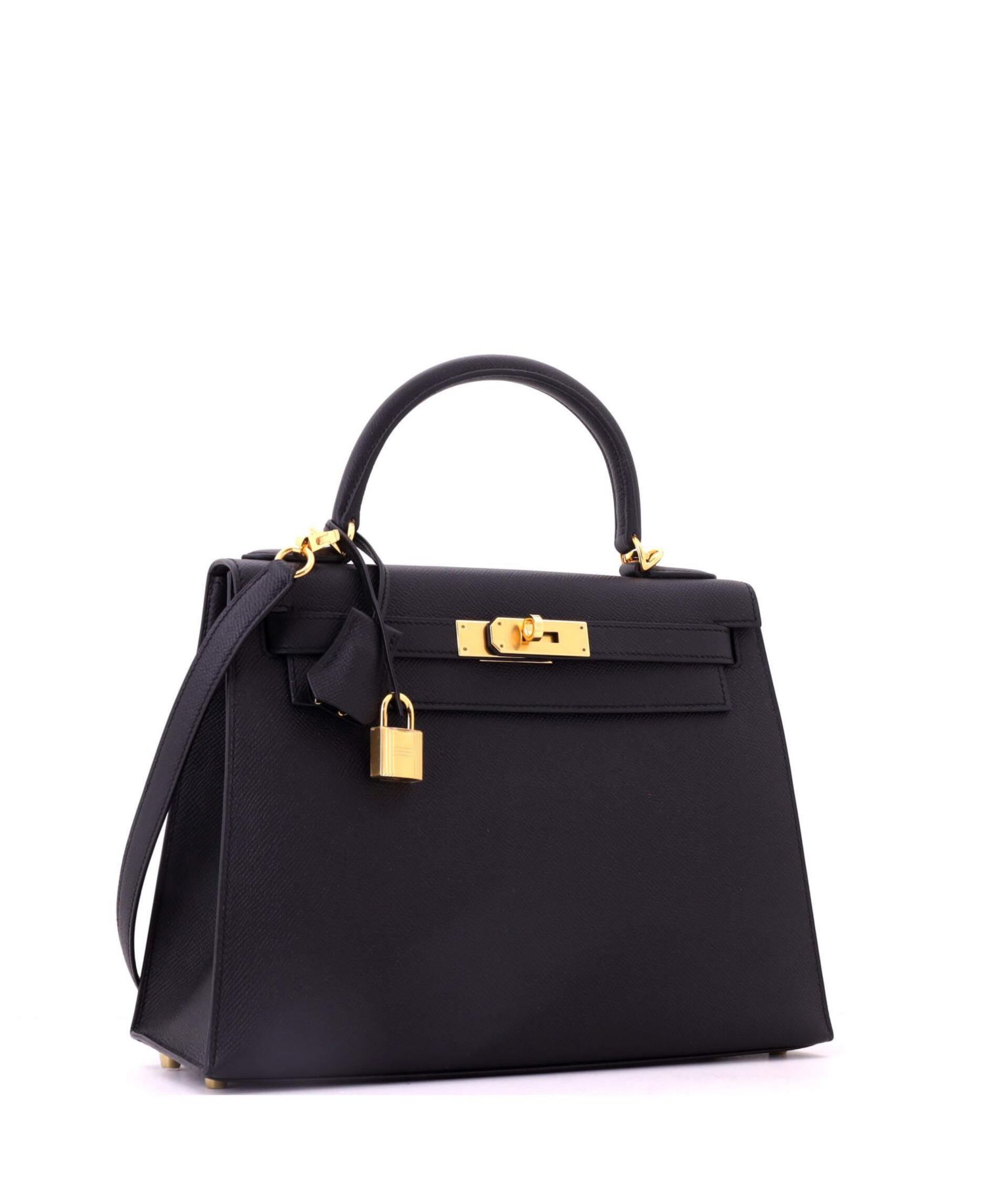Pre-Owned Hermes Kelly 28 Handbag Black Epsom with Gold Hardware