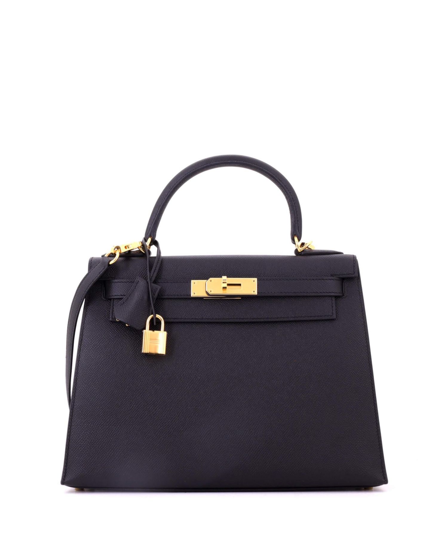 Pre-Owned Hermes Kelly 28 Handbag Black Epsom with Gold Hardware