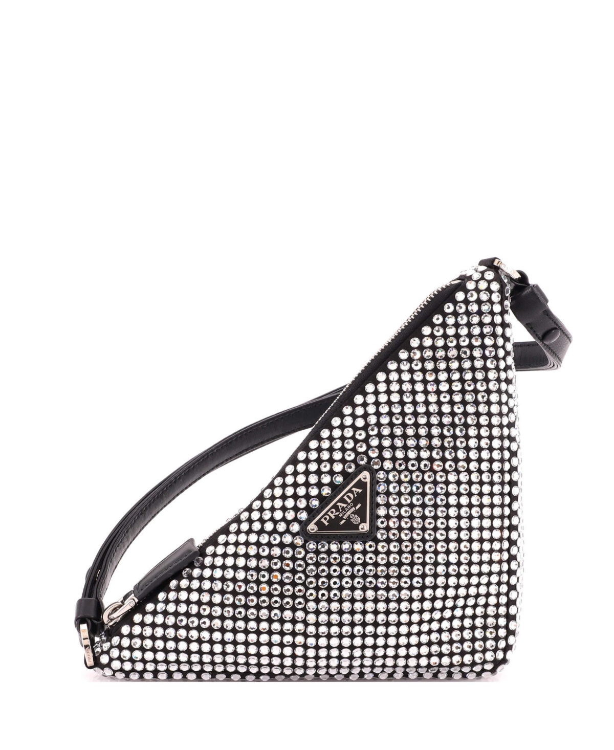 Pre-Owned Prada Mini Triangle Top Handle Pouch Bag Crystal Embellished