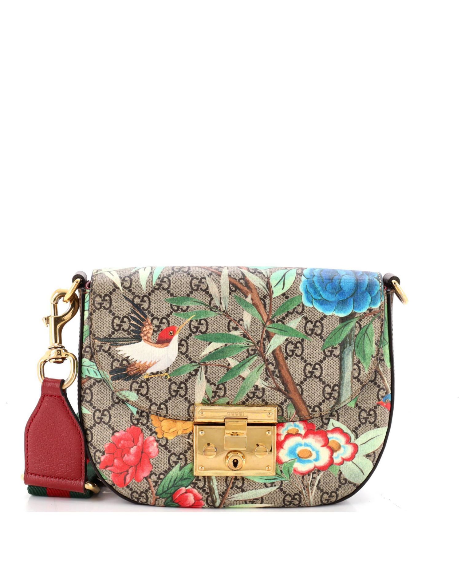 Medium Padlock Saddle Shoulder Bag Tian Print GG Coated Canvas