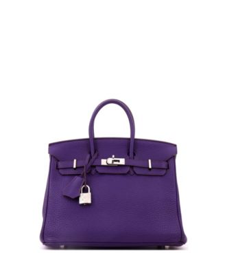 Pre-Owned Hermes Birkin 25 Handbag Purple Togo with Palladium Hardware