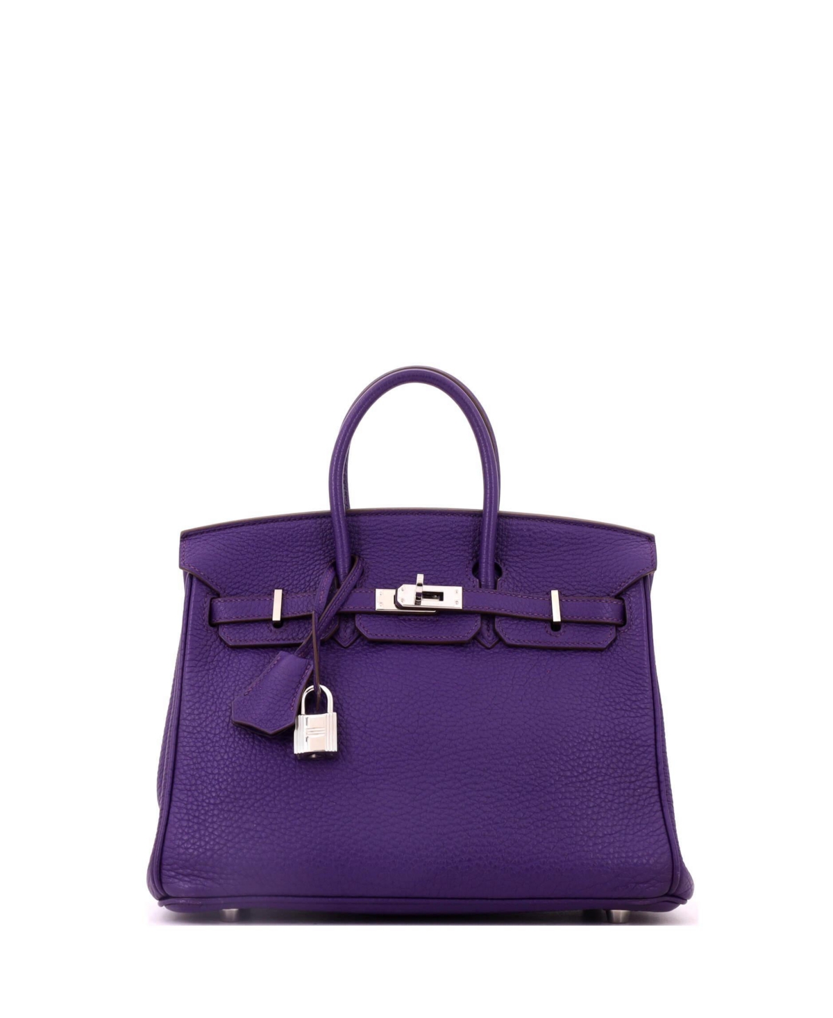 Pre-Owned Hermes Birkin 25 Handbag Purple Togo with Palladium Hardware - Red