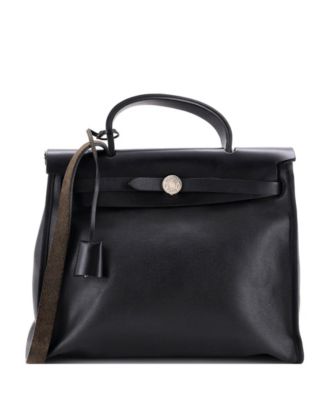 Pre-Owned Herm&egrave;s Herbag Zip Berline Top-Handle Canvas and Leather Tote