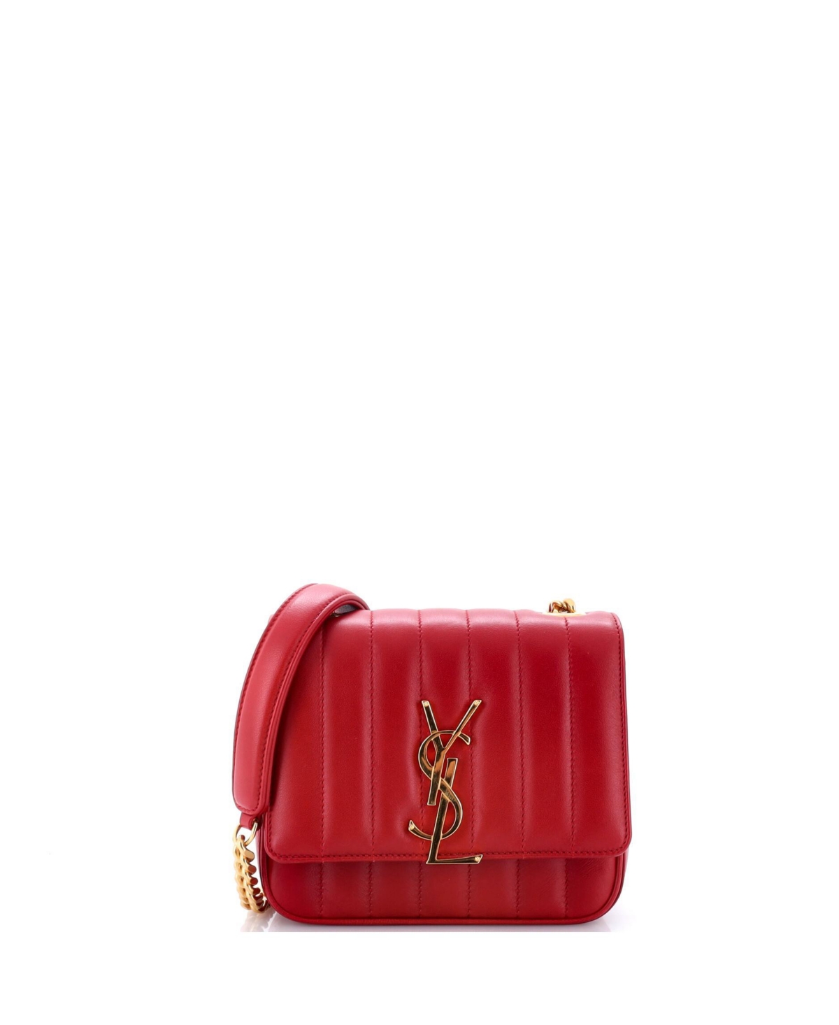 Pre-Owned Saint Laurent Vicky Quilted Leather Crossbody Bag - Red