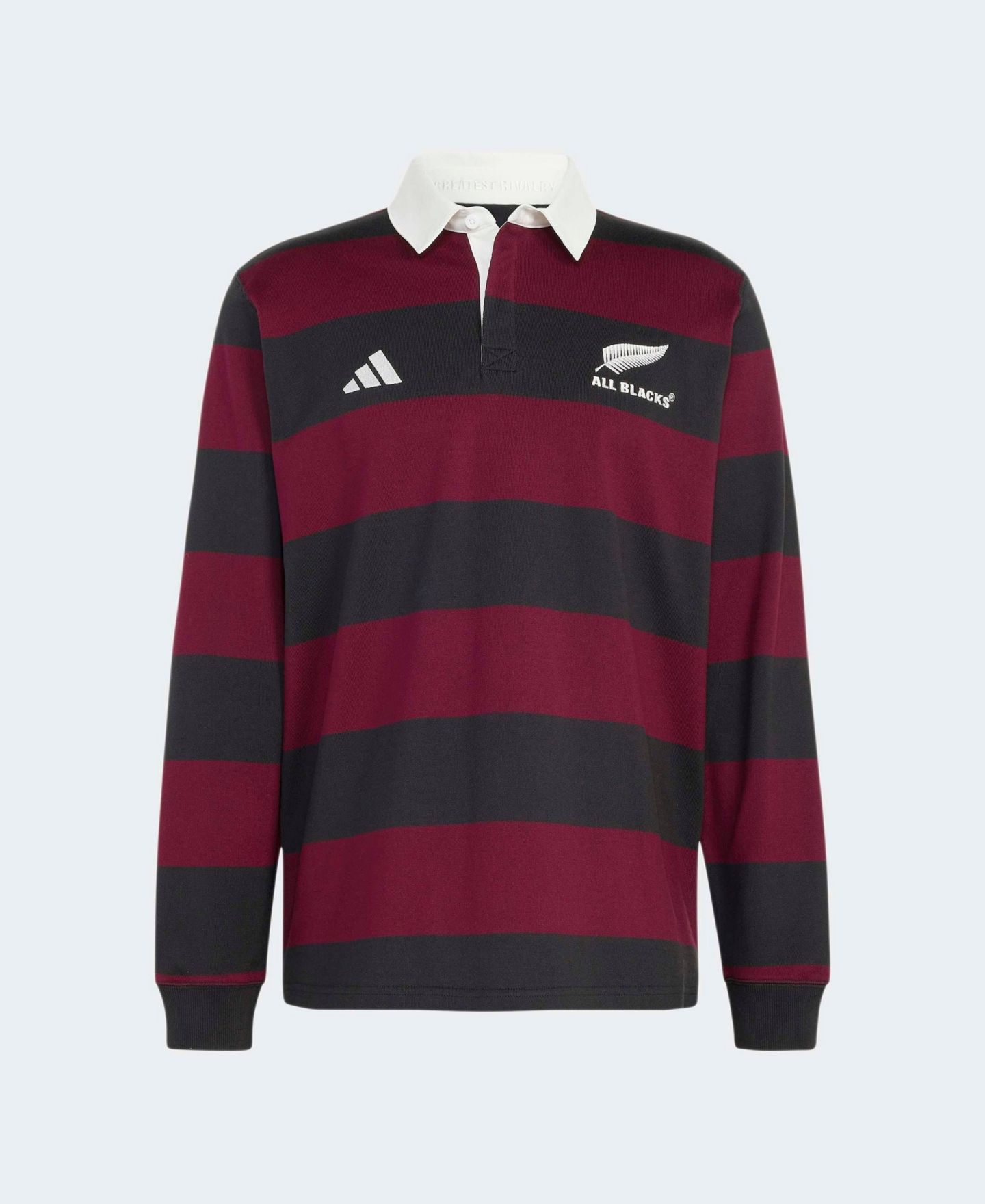 Мужская рубашка-поло adidas All Blacks Heritage с длинным рукавом, Maroon/Black — фото 2