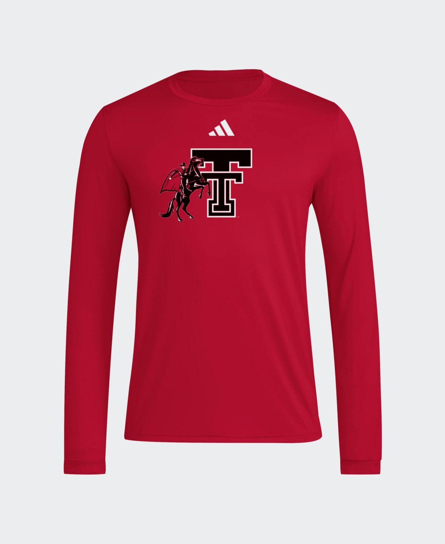 Мужская футболка adidas Red Texas Tech Red Raiders Primary Locker Logo Pre-Game Long Sleeve — фото 1