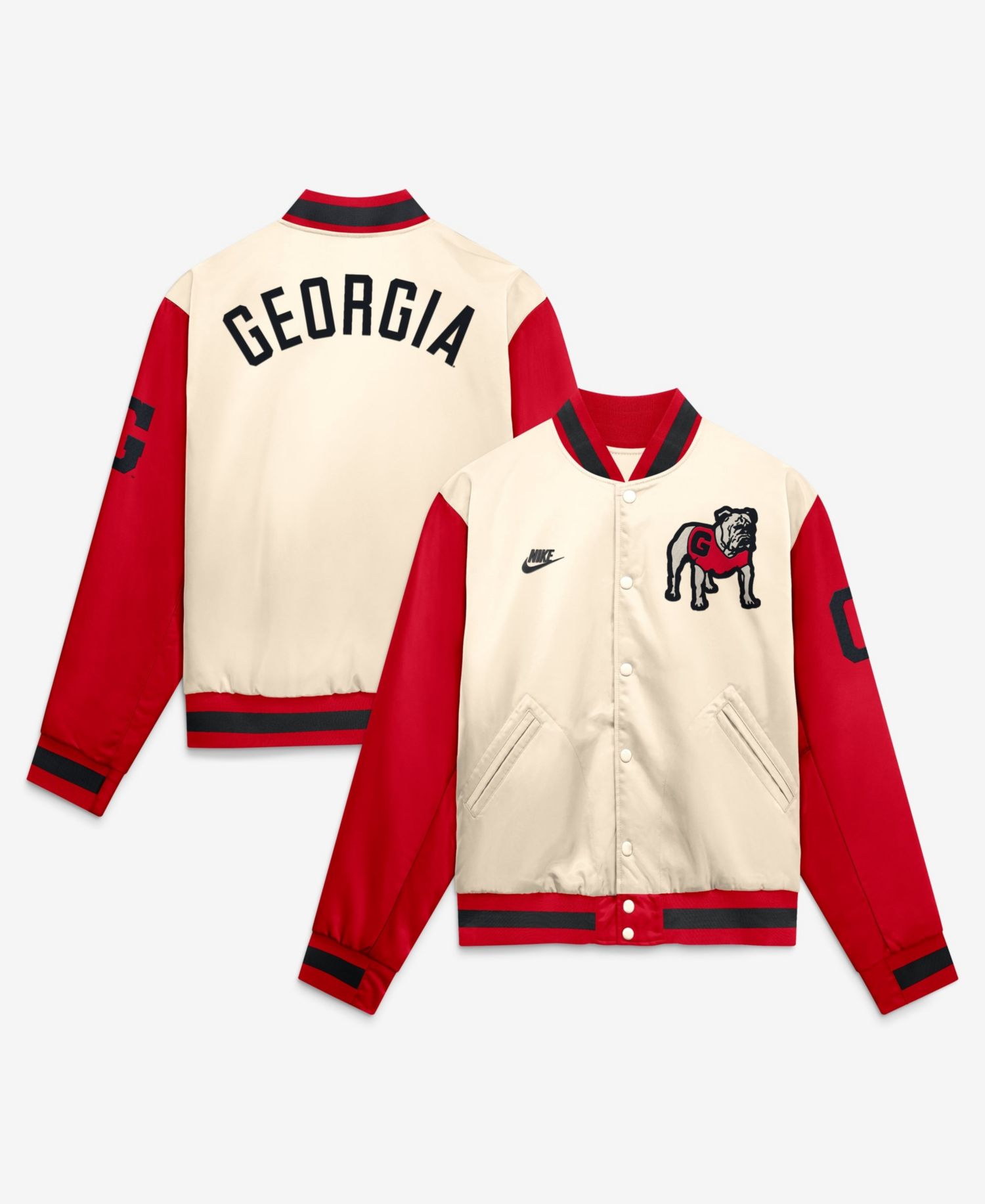 Men's Natural/Red Georgia Bulldogs Legacy Full-Snap Bomber Jacket