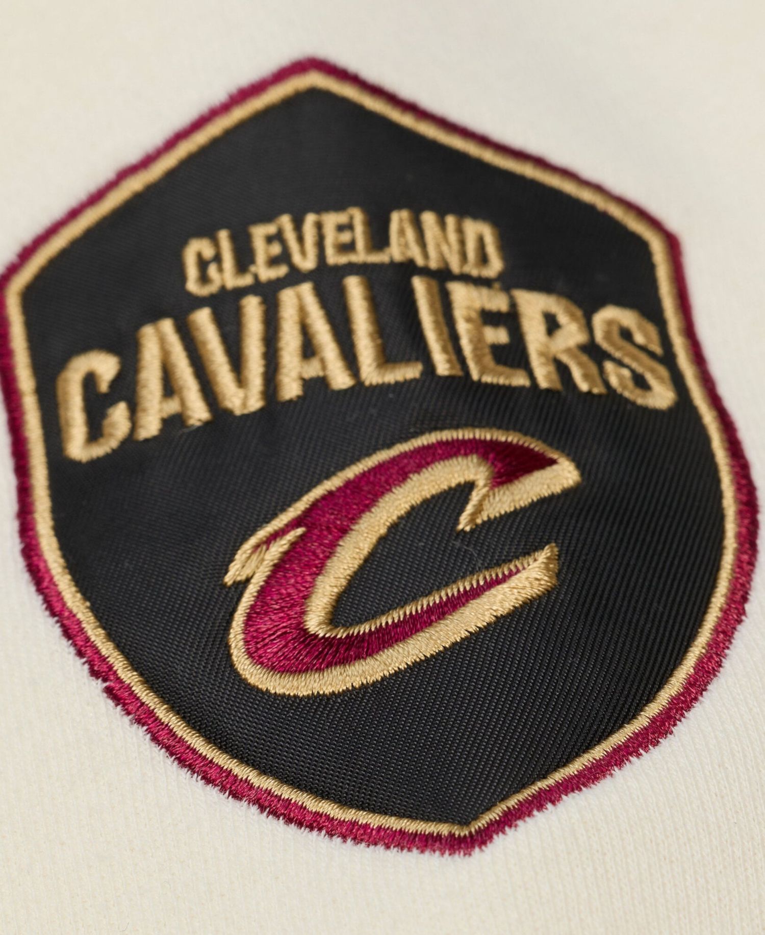 Men's Cream Cleveland Cavaliers Hardwood Classics Chainstitch Premium Fleece Hoodie