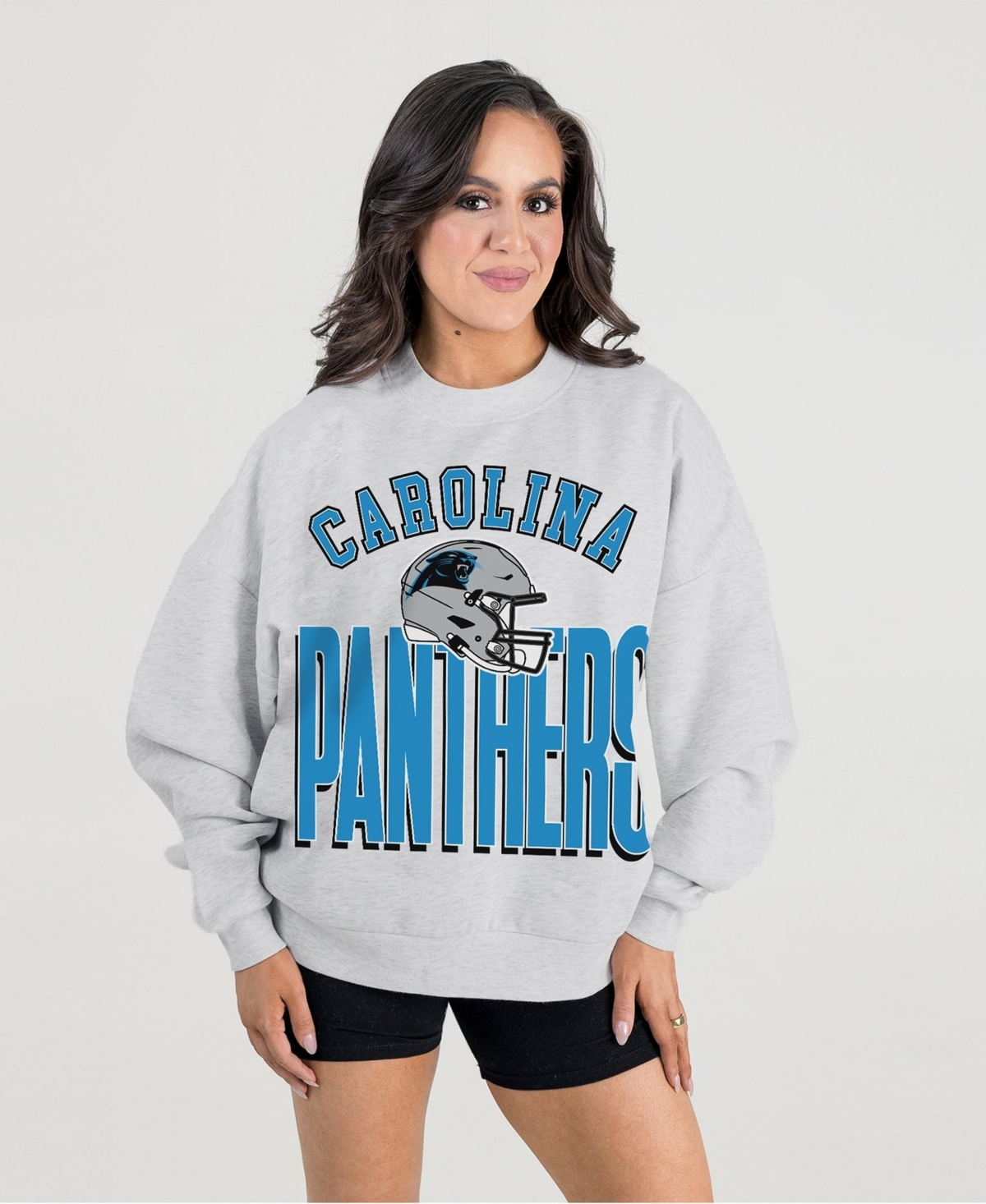 Gameday Couture Women's Carolina Panthers Fierce Focus Oversized Fleece Sweatshirt