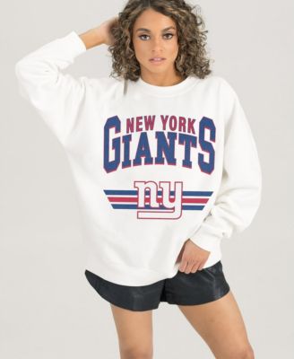Women's White New York Giants Swift Strike Premium Oversized Fleece Pullover Sweatshirt