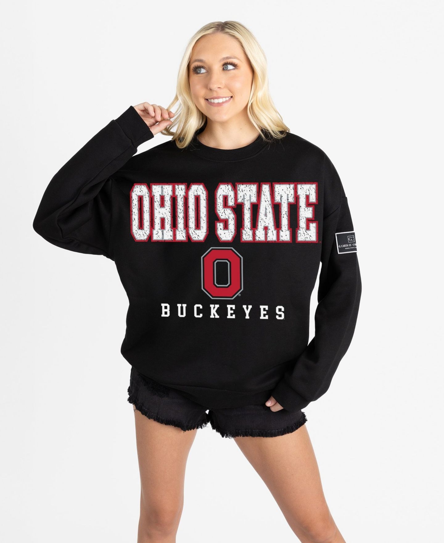 Женская толстовка Gameday Couture Black Ohio State Buckeyes Oversized Level Up Black Label Premium — фото 1