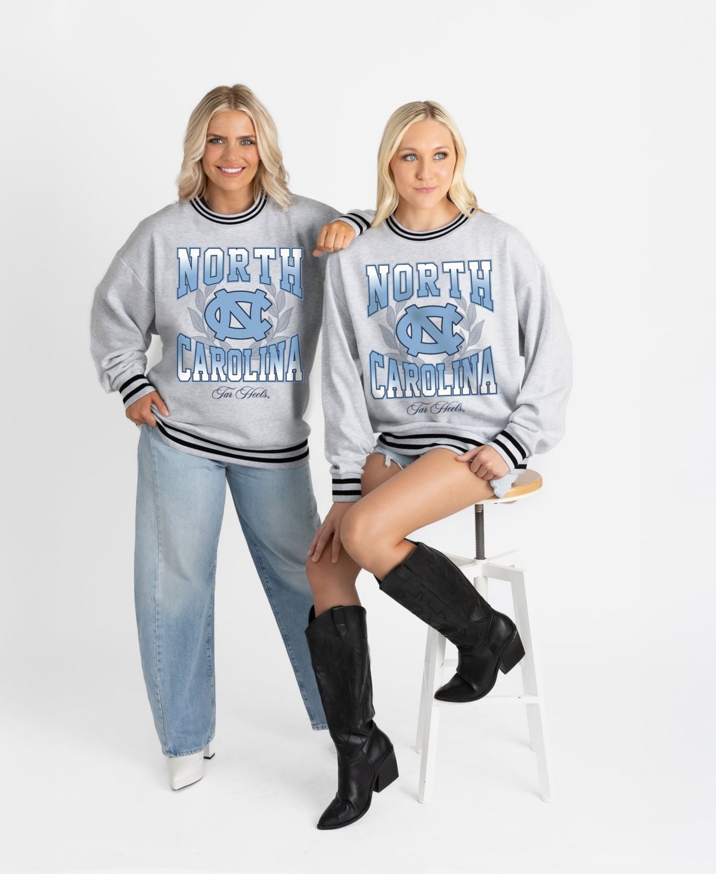 Женские толстовки Gameday Couture Ash North Carolina Tar Heels Oversized Fade Route Ringer Stripe — фото 6