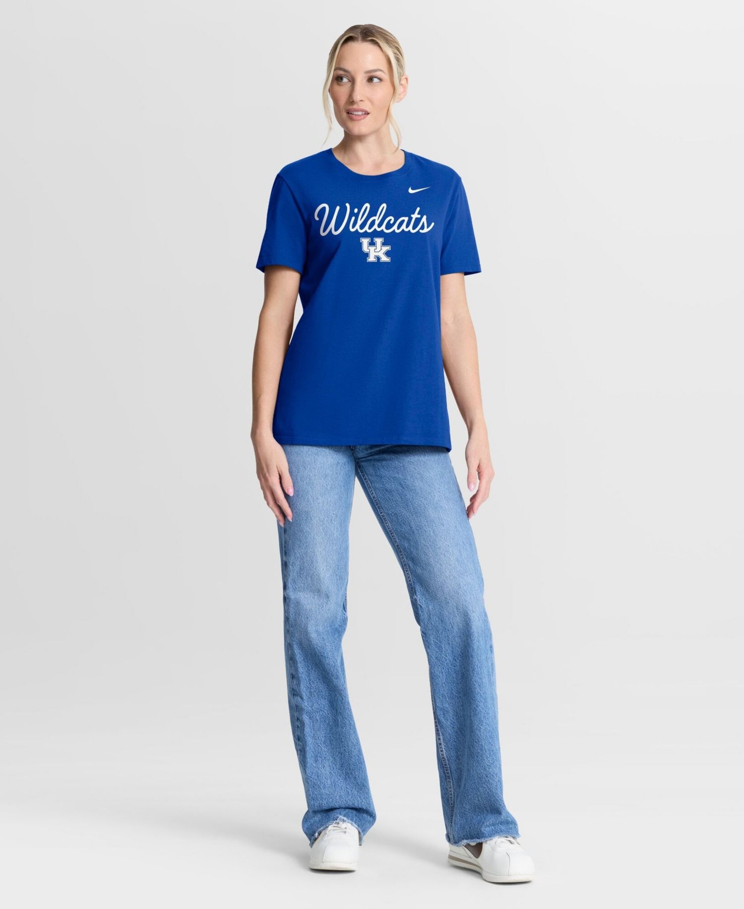 Women's Royal Kentucky Wildcats Script Mantra Logo T-Shirt