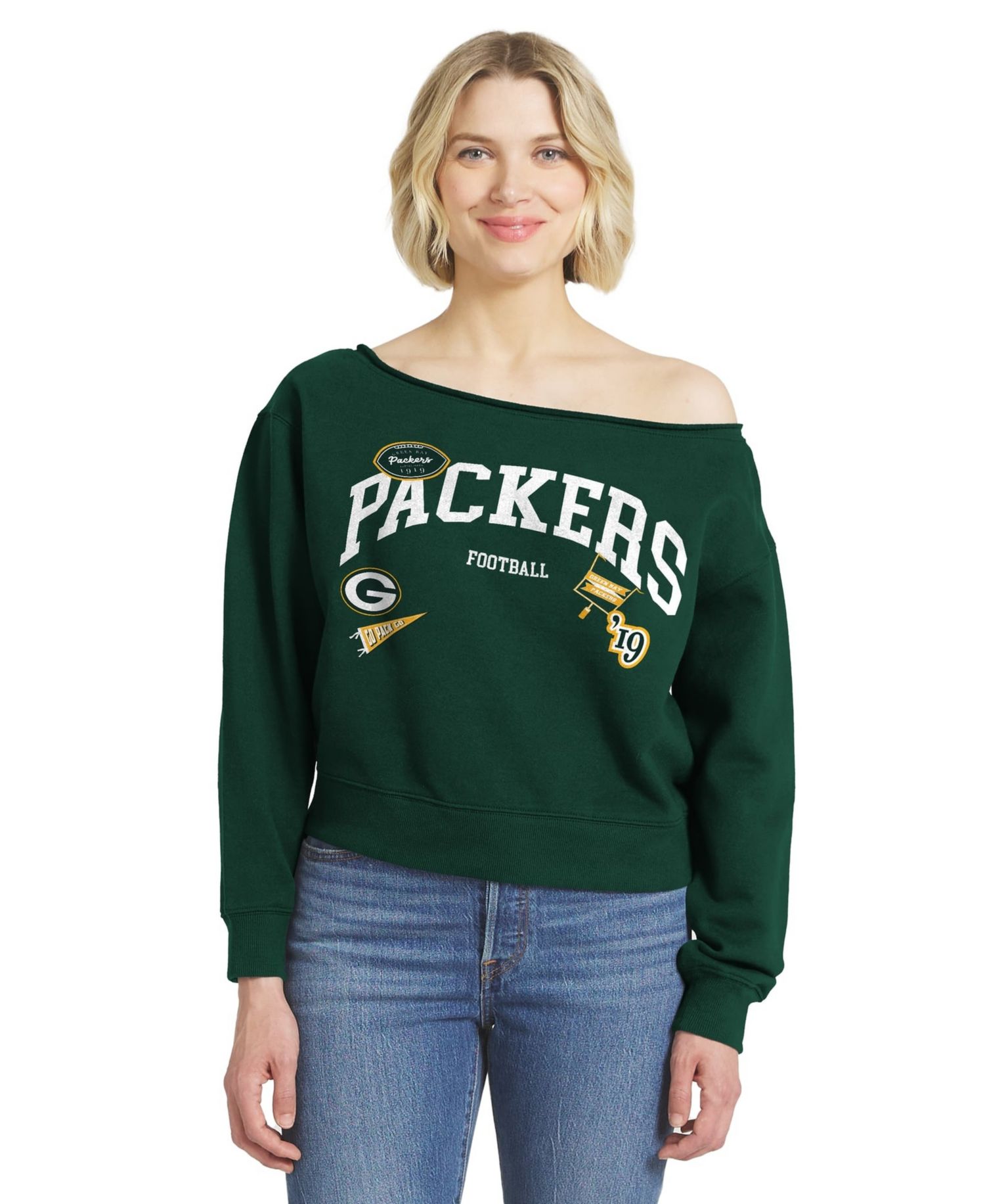 Women's Green Bay Packers Off-the-Shoulder Sweatshirt