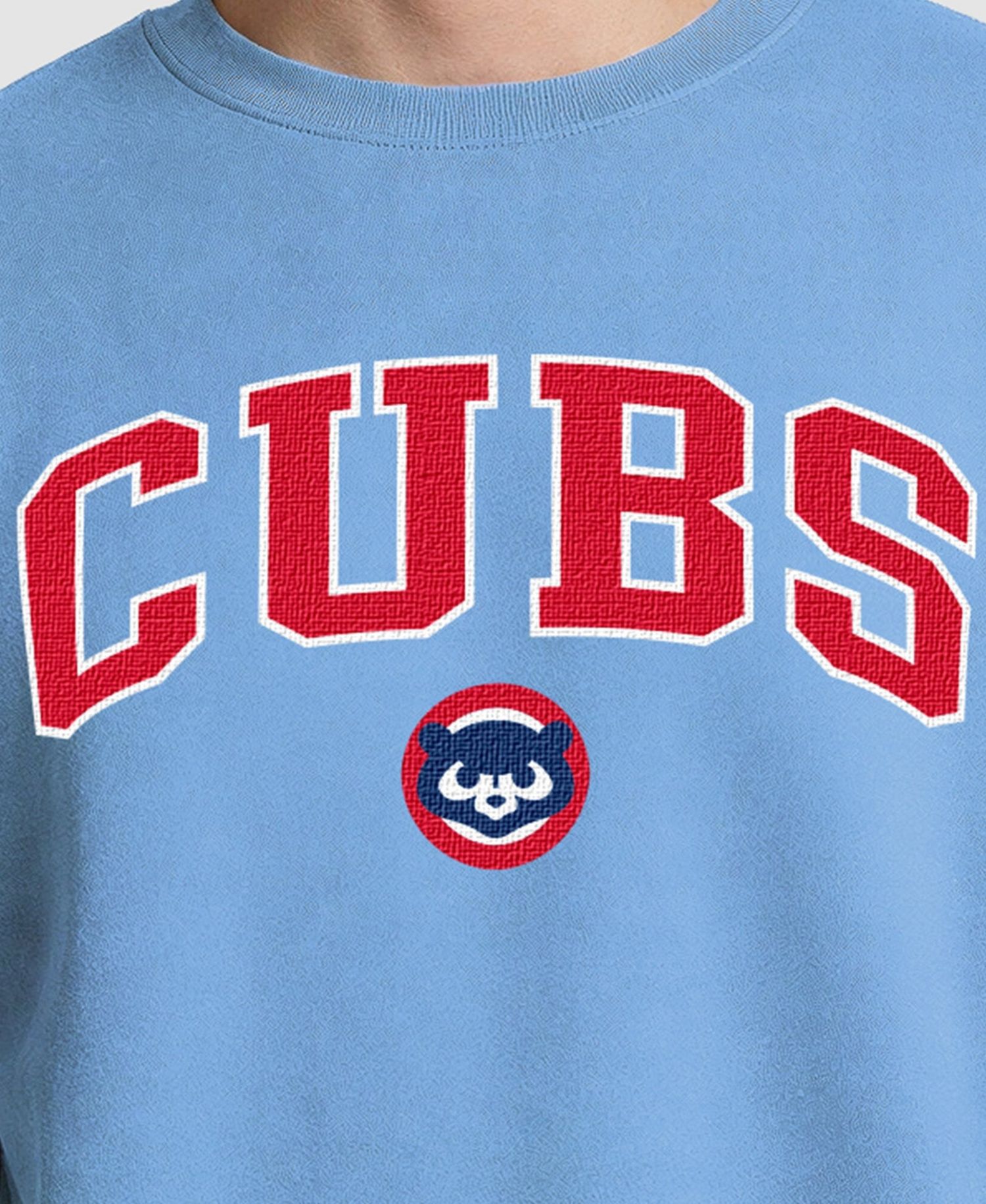 Men's Light Blue Chicago Cubs Fleece Crew Sweatshirt