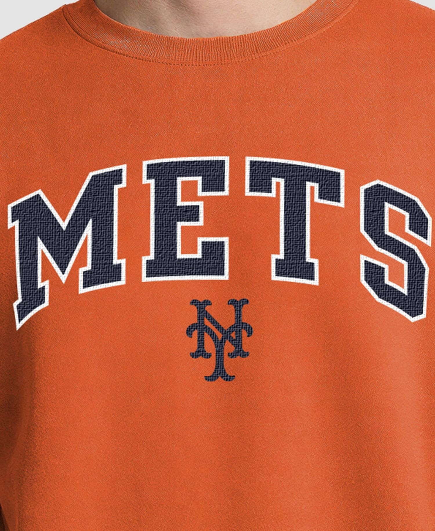 Men's Orange New York Mets Fleece Crew Sweatshirt
