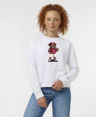 Women's  White Alabama Crimson Tide Teddy Bear Sweatshirt